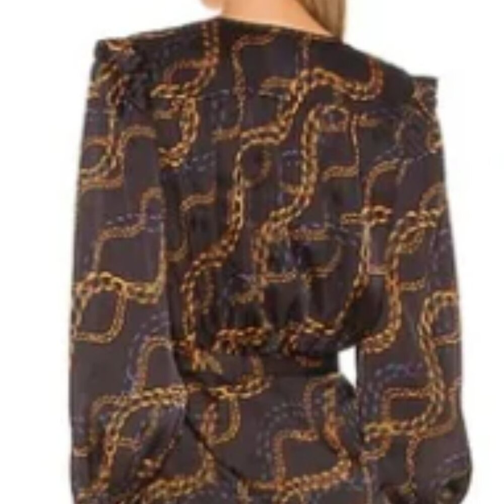 L'Academie Joyce Mini Dress Chain Print Black Size XS  Fashionable Party Look - Picture 2 of 12